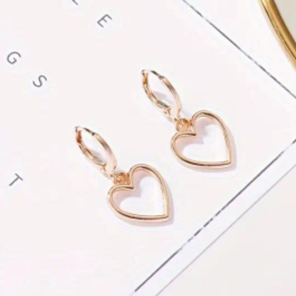 NEW Gold Heart Hoop Earrings